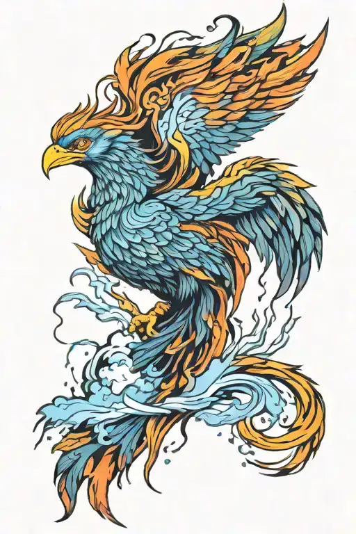 Storm God Lightning Power Colorful Majestic Phoenix Rising