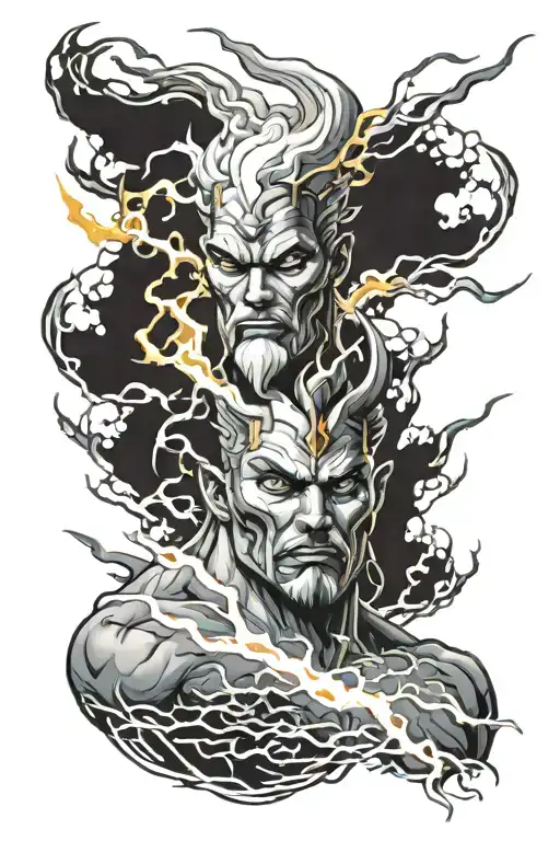 Male Storm God Lightning War Power Colorful Majestic Rebirth