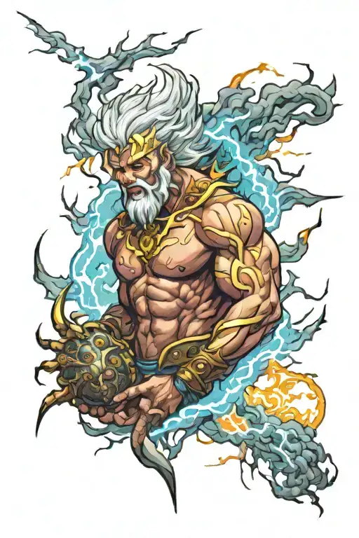 Male Storm God Lightning War Power Colorful Majestic Rebirth