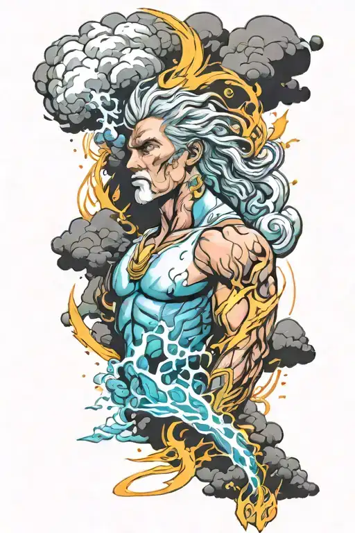 Male Storm God Power Colorful Majestic Rebirth Lightning Clouds Forearm