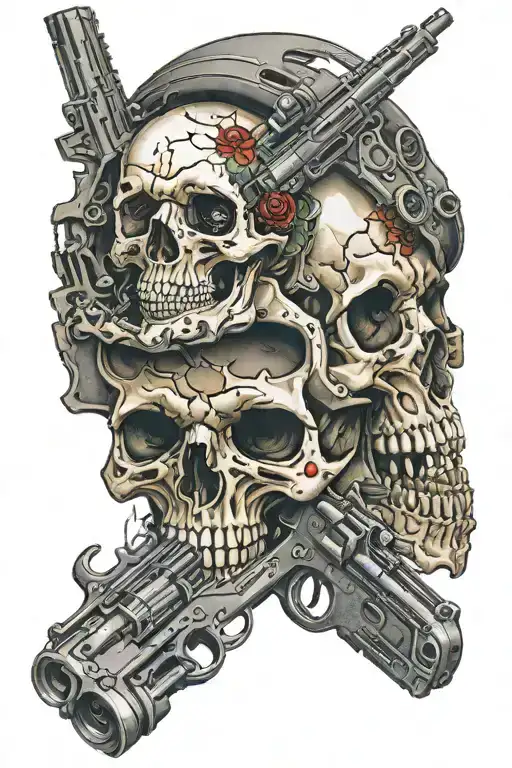 Skull With Two Guns