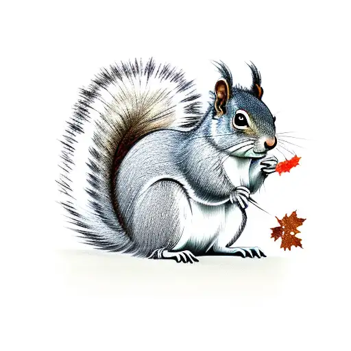 Squirrel With An Oak Leaf Tail
