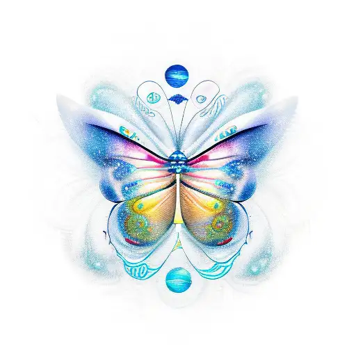 A Detailed Butterfly With Waves And Ocean Elements