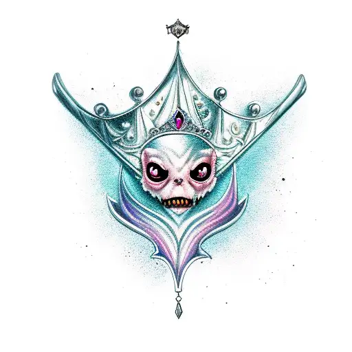 Dark Feminine Bat With An Ornate Crown