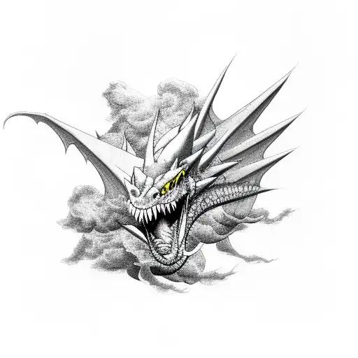 Dragons With Storm Clouds And Lightning Black And White Arm Sleeve