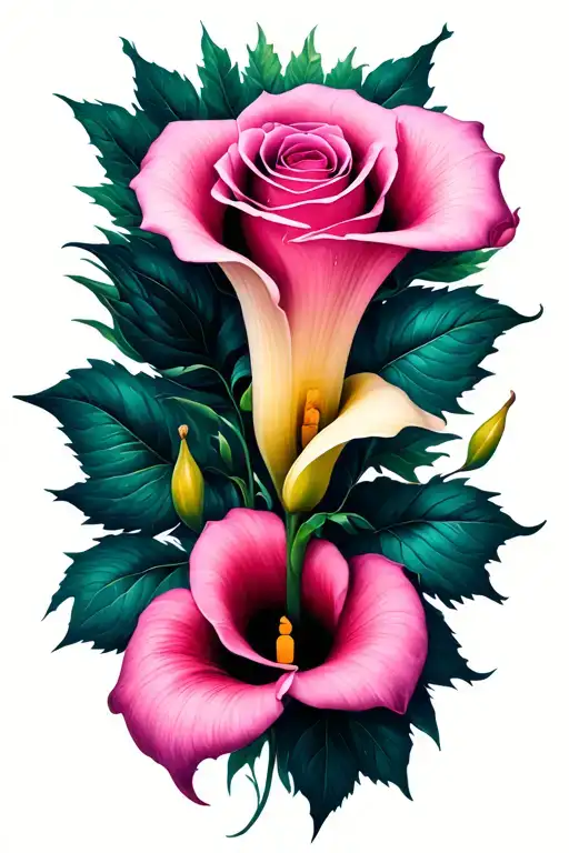 Calla Lilly And Rose