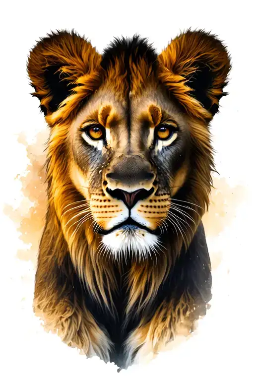 Boy And Girl Lion Cubs Half Face