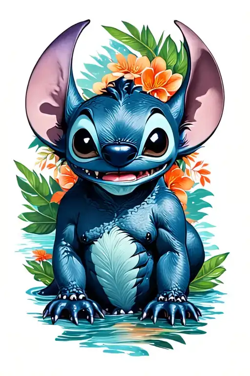Stitch And Toothless Dra Polynesian Samoan Tattoo Sleeve