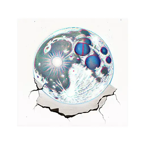 Moon With Cracks And Sunshine Comes Out Of The Moon