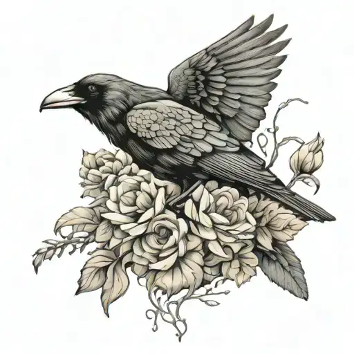 Crow And Flowers