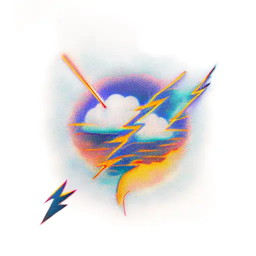 Sunset And Lightning