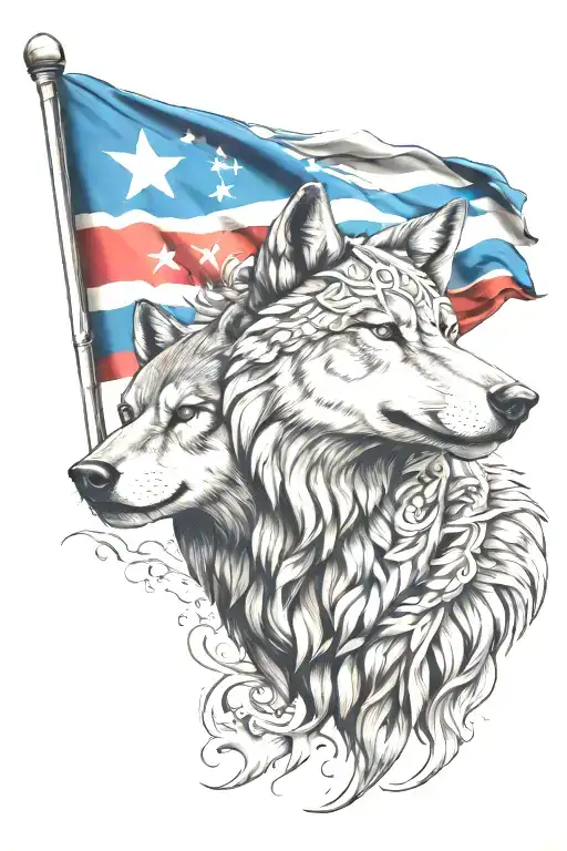 Cuban And Greek Flag Background With Wolf