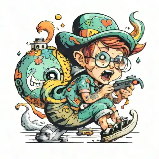 A Whimsical Interpretation Of Kids Art Featuring Colorful Doodles And Playful Characters