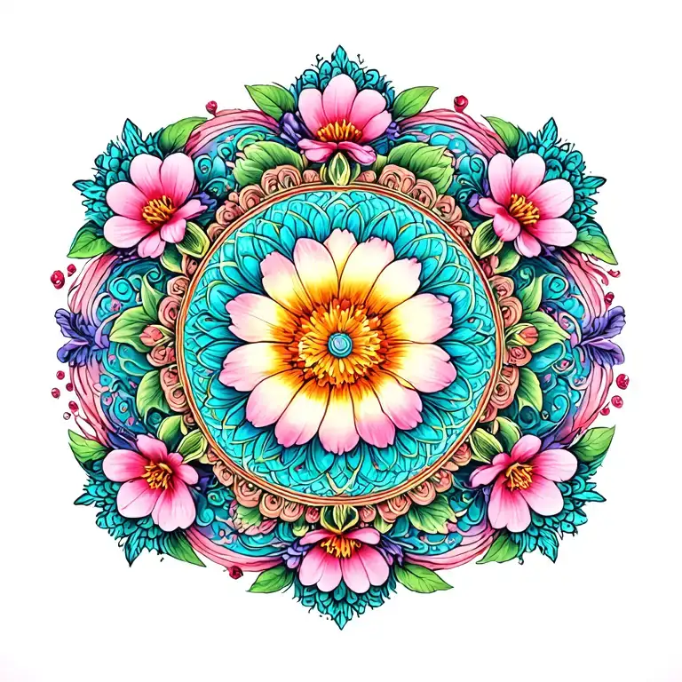 Floral Mandala Incorporating Plum Blossoms