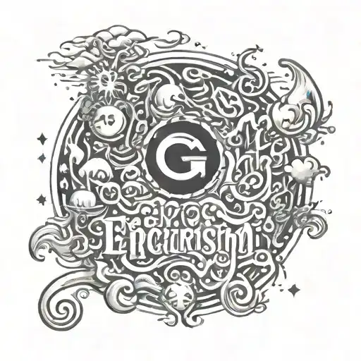 Epicurism Word With Round Format Made By A Lot Of Random Symbols And Elements