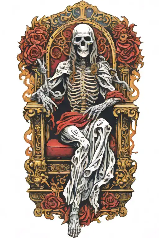 Holy Death Sitting On Her Throne