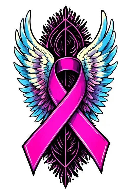 Cervical Cancer Ribbon With Wings