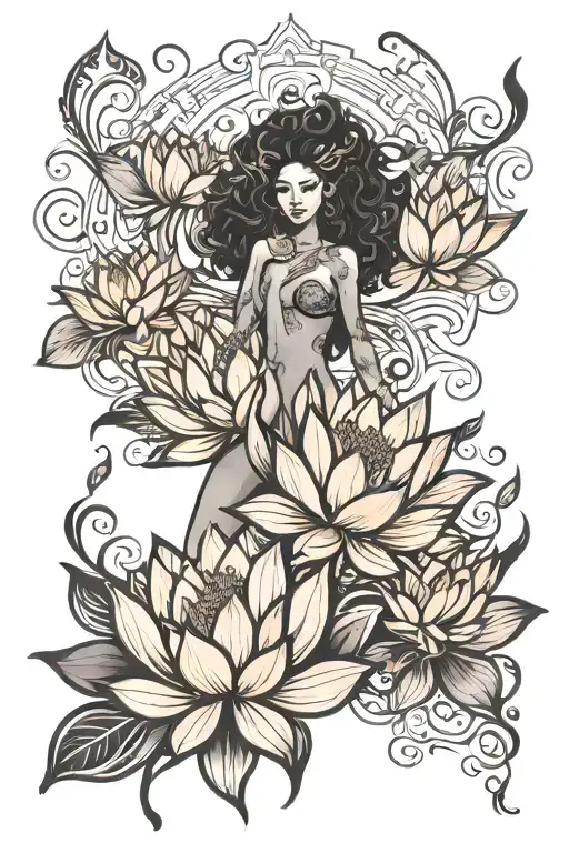 Lotus Flower Small Black Girl Silhouette Phoenix Rising