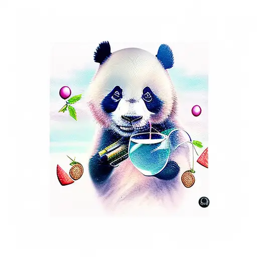 Panda With Wine Glasss