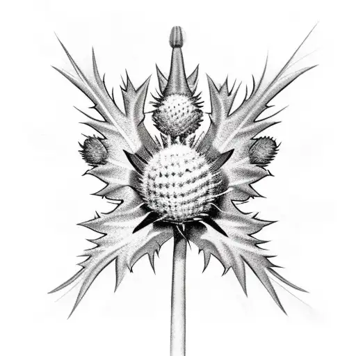 A Minimalist Tattoo Of A Scottish Thistle Symbolizing Independence