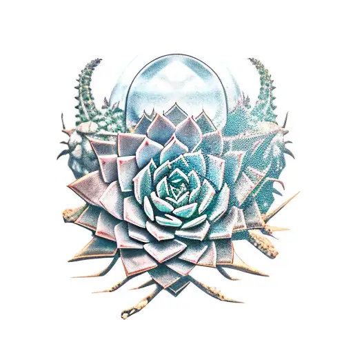 Succulents And Dinosaur Skull