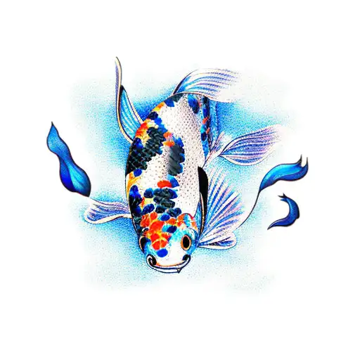 A Black And A Blue Koi Fish Swimming