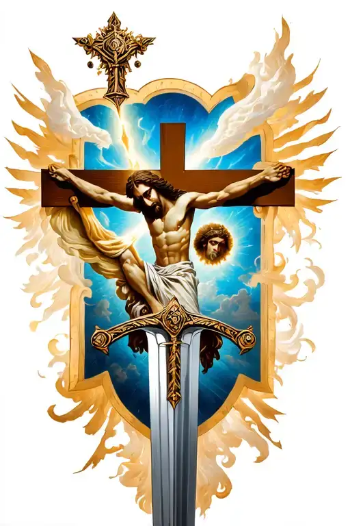 A Crusader Sword That Transforms Into Jesus On The Cross