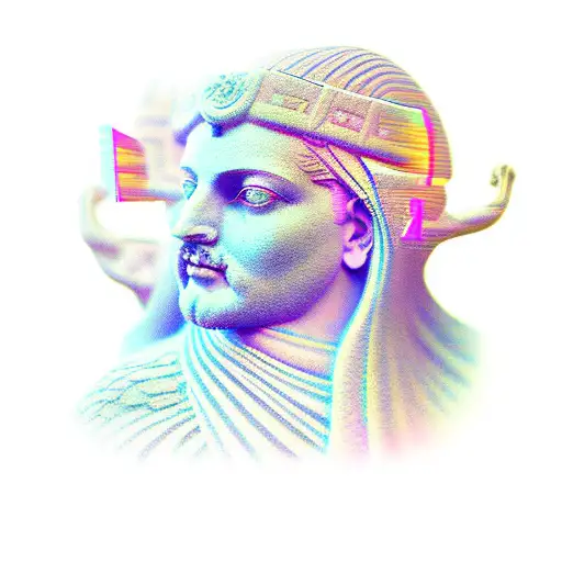Persian Statue With Synthwave Aesthetic