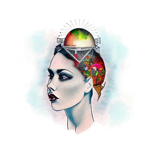 A Woman's Head In A Vintage Bird Cage