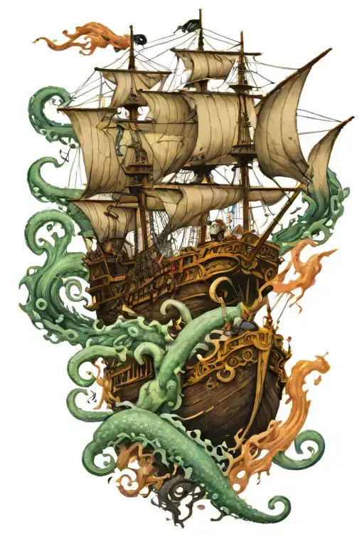 Kraken Attacking Pirate Ship