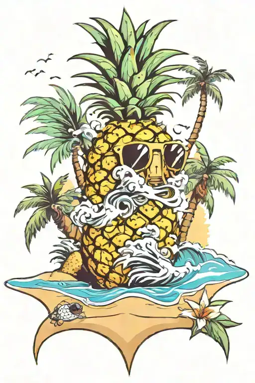 Beach Scene Coming Out Of Pineapple