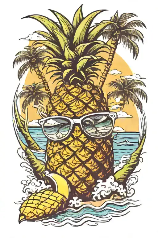 Beach Scene Coming Out Of Pineapple