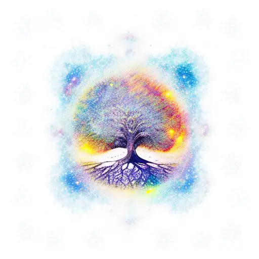 Tree Of Life Embedded In A Galaxy With Constellation And The Phrase Ad Astra Per Aspera