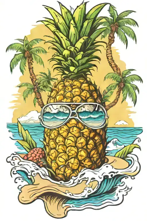 Beach Scene Coming Out Of Pineapple