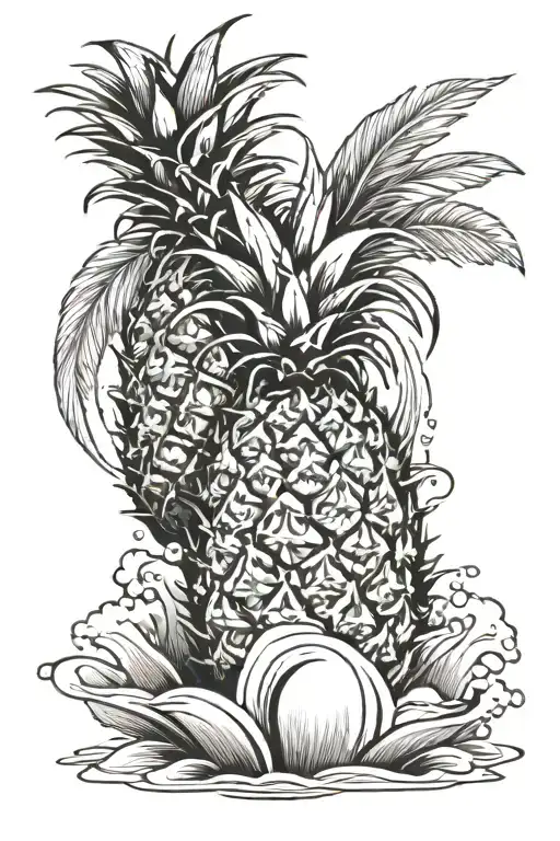 Beach Scene Coming Out Of A Pineapple