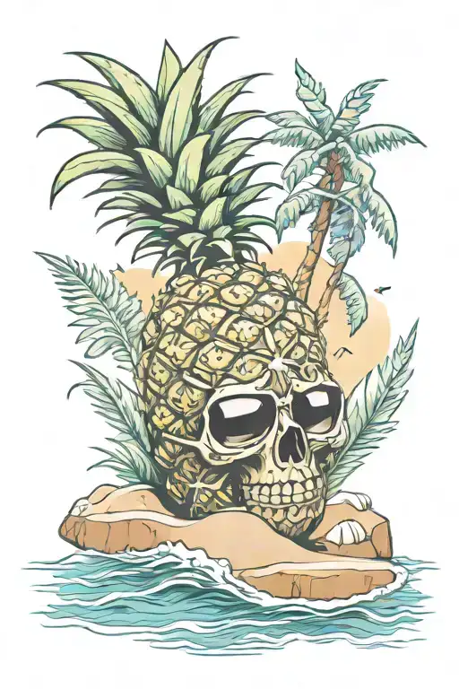 Beach Scene Inside Pineapple