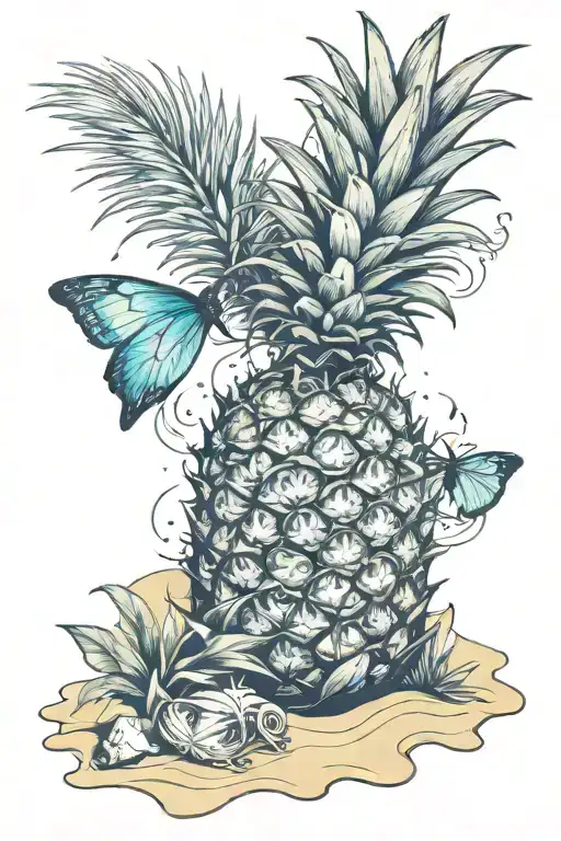 Beach Scene Inside Pineapple