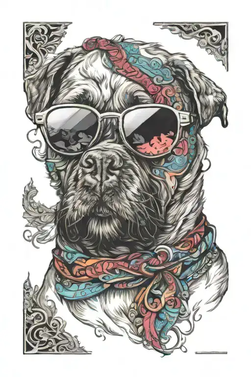 Dog Wearing Sunglasses With A Beard