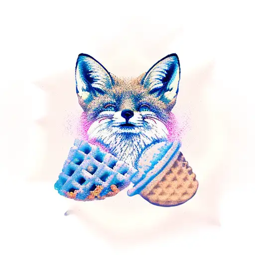 Fired Fox In A Shape Of Icecream In A Waffle Cone