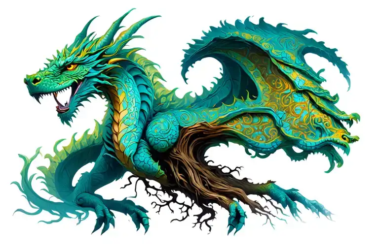Yggdrasil Tree With Nordic Dragon