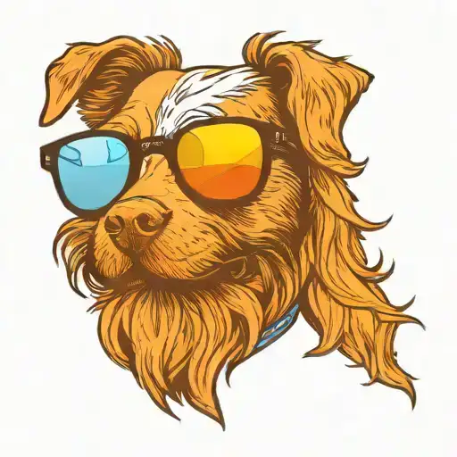 Dog Wearing Sunglasses With A Beard