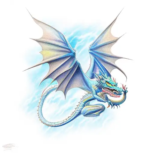 Dragon With Open Wings Ready To Take Flight