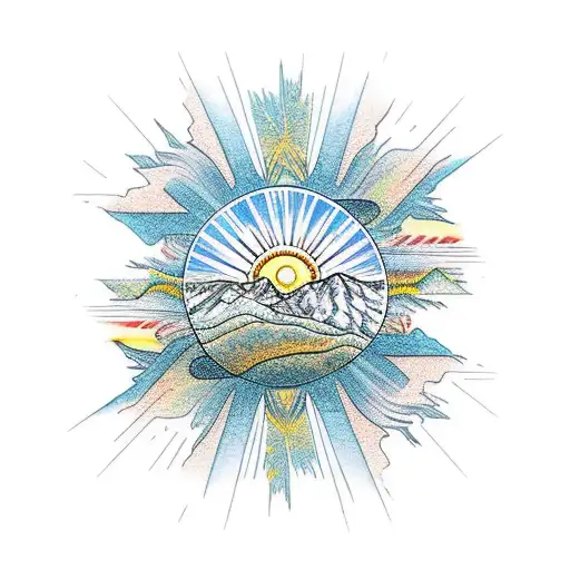 Mountain Scene With Sun