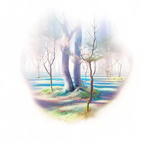 Forrest Scene With Sun Rise