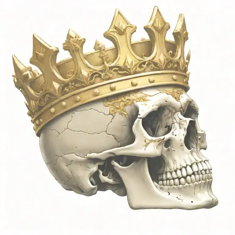 Skull Wearing The Golden Crown Of King Arthur