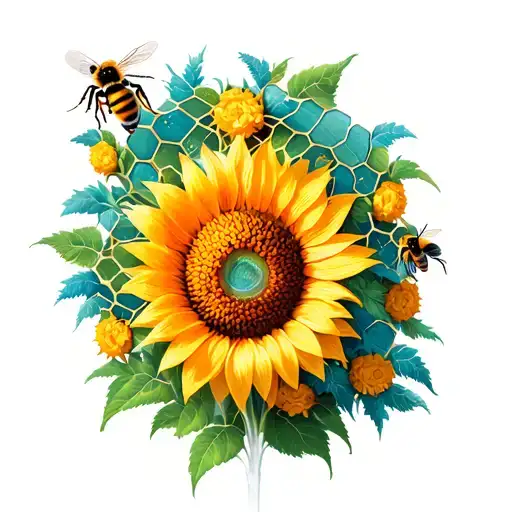 Sunflower Honeycomb Bees