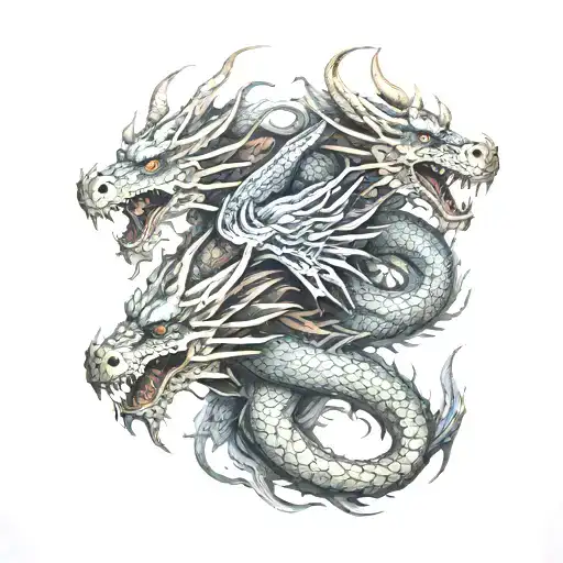 Three Headed Dragon On Back
