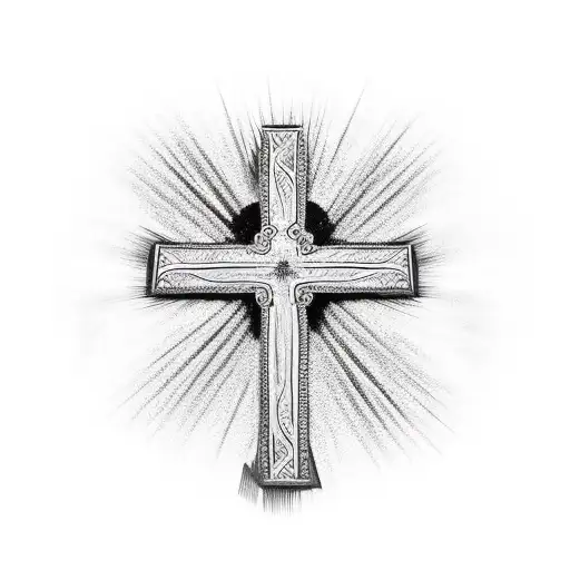 Christian Cross With Heart Shadow