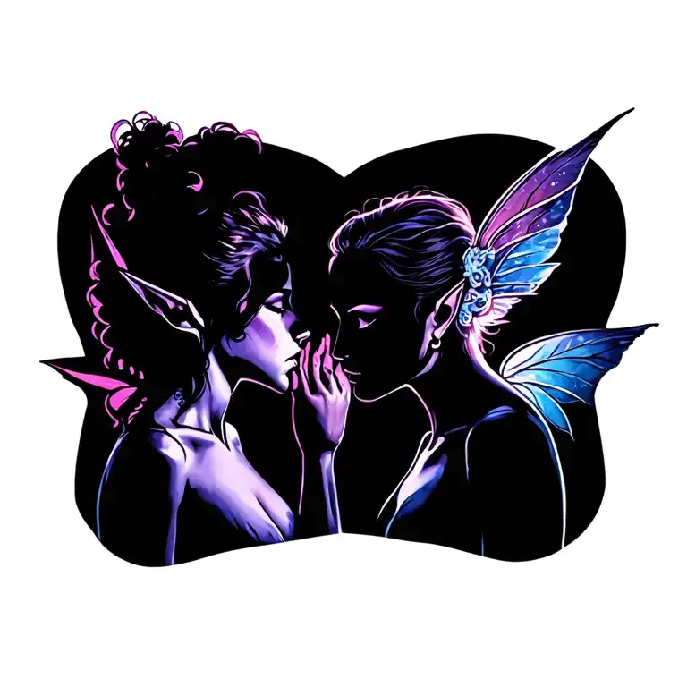 Male Elf And Female Pixie Kissing Each Other