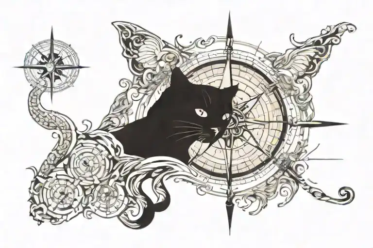 Compass Cat Silhouette